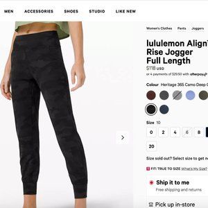 Lululemon Align High Rise Joggers size 10